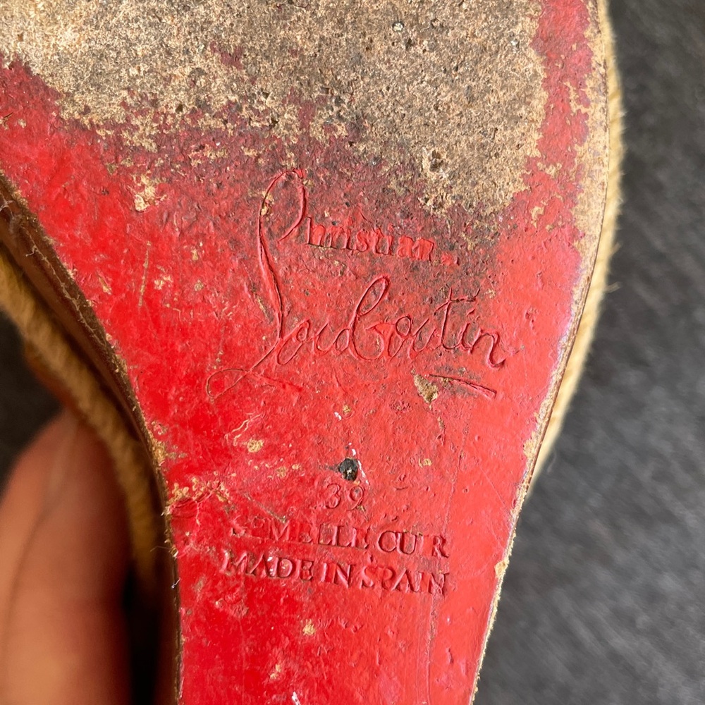 Christian Louboutin Barcelona wedges espadrilles sandals all leather EU 39 / 8 - Picture 14 of 14